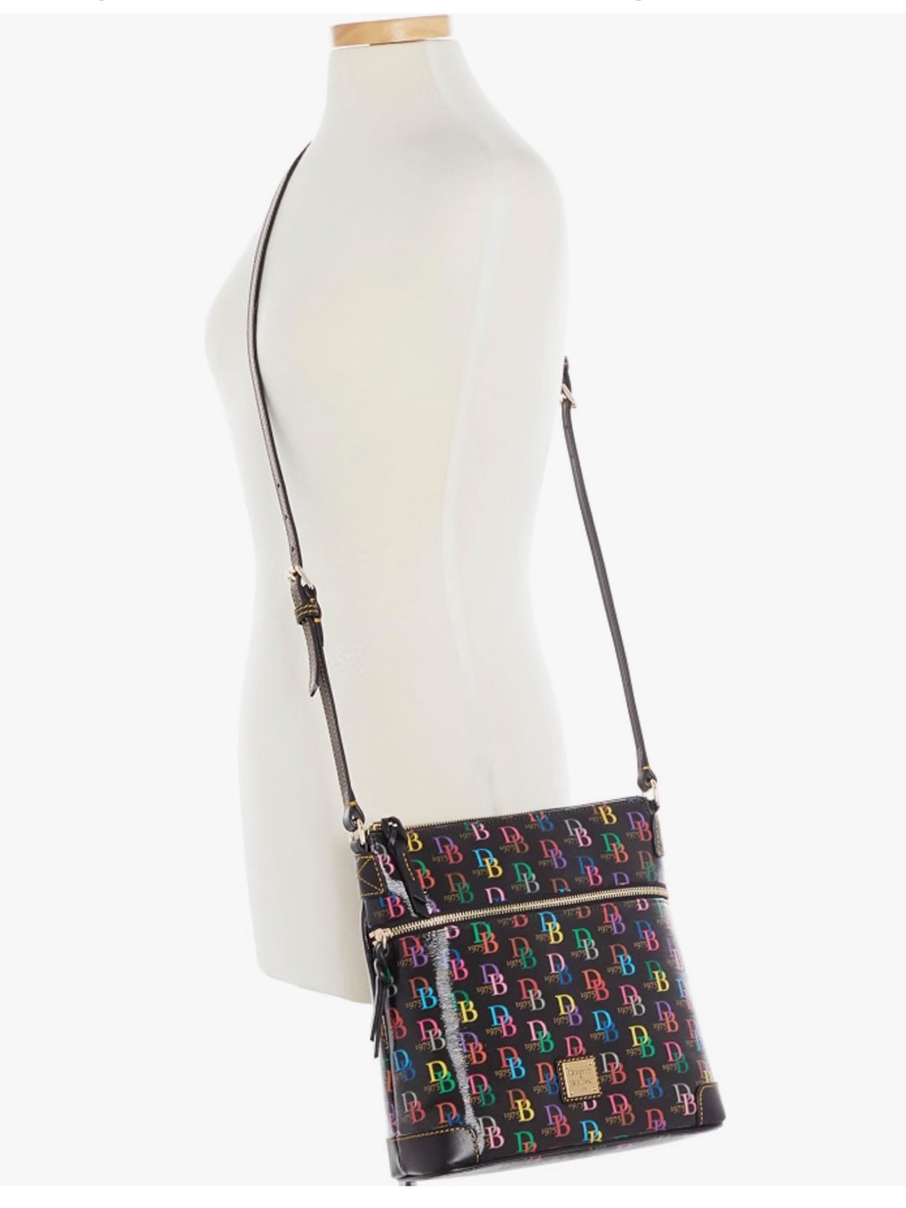 Dooney & Bourke DB75 Black Multicolor DB Logo Crossbody with Wristlet Bag Set